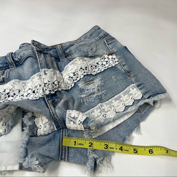 American Eagle Womens Size 6 Hi Rise Shortie Shorts Jean Lace Stretch #0424 - Picture 7 of 11